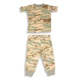 B.T. Kids - Toddler Boys Short Sleeved Cotton Pajama Set, Olive, Brown