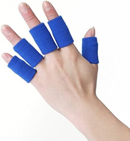 10pcs Winter Professional Knitting Basketball Volleyball Soft Fingerstalls Finger Sleeves Protective Covers Sprain Finger Guards Finger Brace- Blue