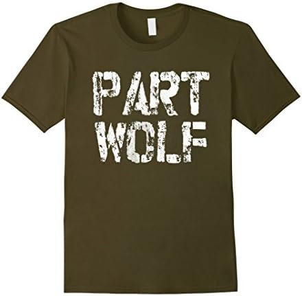 Men's Part Wolf  T-shirt  Large Olive