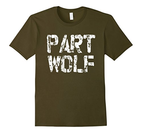 Men's Part Wolf  T-shirt  Large Olive