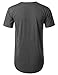 URBANCREWS Mens Hipster Hip Hop Melange Elong Crewneck T-Shirt Charcoal Large