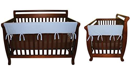 CribWrap Crib Wrap 3PC Rail Cover Set By Trend Lab - 1- 51" Front Rail Cover, 2- 27" Side Rail Covers, Blue Fleece