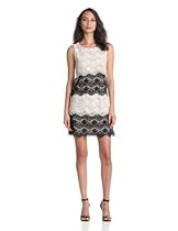 Hot Sale Jessica Simpson Women's Layered Lace Shift Dress, Black/White/Nude, 6