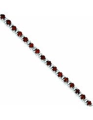 Genuine .925 Sterling Silver Garnet And Diamond Bracelet 7 Grams . 100% Satisfaction Guaranteed.