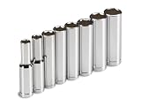 TEKTON 1220 1/4" Drive Deep Socket Set, 5.5-12mm, Metric, 8 Sockets