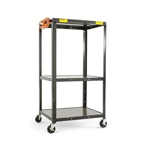 ALERA Adjustable Steel Monitor Cart, 28 x 24 x 16h, Black