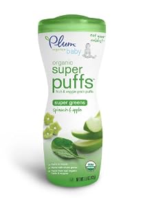 Plum Organics Super Puffs Greens, Spinach & Apple, 1.5-Ounce Containers (Pack of 8)
