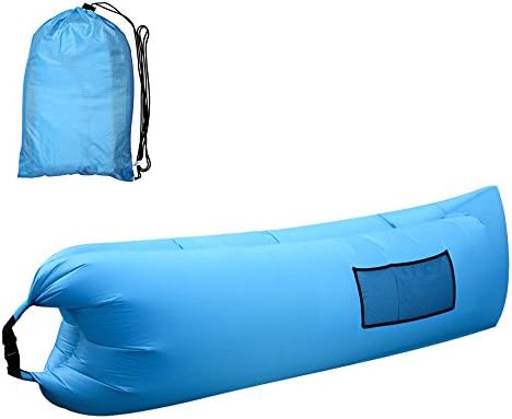 Inflatable Lounger Air Lounger. Inflates in Seconds. Hangout as Lounge Chair, Camping sleeping,Bean Bag, Air Hammock, Sofa, Couch, (Blue)
