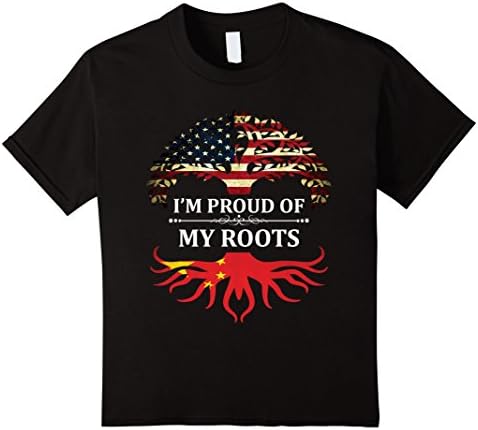 Kids I'm Proud of My Chinese Roots t-Shirt ~ China Flag 8 Black