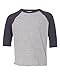 RABBIT SKINS Toddler Fine Jersey Raglan 3/4 Sleeve Baseball Tee, Vintage Heather/Vintage Smoke, 4T