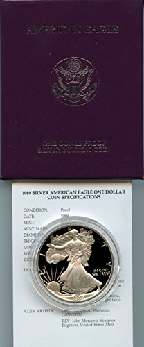 1989 Proof American Eagle Silver Dollar with Original Packaging & Certificate of Authenticity.