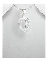 Alphabet CZ Pendant Necklace In Sterling Silver