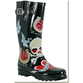 Chooka - Women's Black Tattoo City Rain Boots