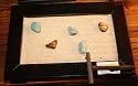 Japanese Style Zen Garden with Rocks, Sand, Wooden Tray, Tools and Meditation Booklet.