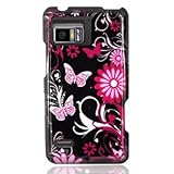 WIRELESS CENTRAL Brand Hard Snap-on Shield BLACK With PINK BUTTERFLY Design ....