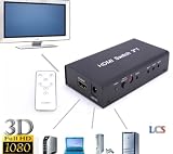 HDMI AUTO switch - 3 ports - HUB 3x1 avec Télécommande - Full HD 1080p - HDMI v1.3b - Signal Audio HD (Dolby digital, DTS, 5.1, etc..) - DVD / Blu-Ray / Xbox 360 / PS3 / Full HD LCD / Plasma & LED / Compatible décodeur Canal Sat , Freebox