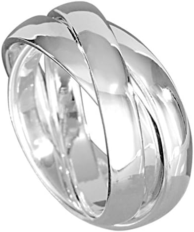 VINANI brand Germany 925 Sterling Silver Triple Band Ring (Three Band Ring) solid shiny flexible size 7.5" (17.8) R3R56