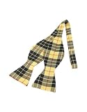Forzieri Yellow & Black Plaid Printed Silk Self-tie Bowtie