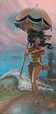Beach Girl by Shane Carson Halliday Tattoo Art Canvas Giclee Print