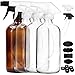4 Pack Empty Glass Spray Bottle, 16 oz Clear Glass Spray Bottle (3 Pack), 16 oz Amber Glass Spray Bottles for Essential Oils (1 Pack), with Extra Durable Trigger Sprayers