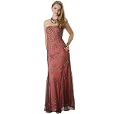 Strapless Beaded Evening Dress - Prom Dress, Party, Formal Gown by Sean Collection (50188) Brown