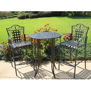 Mandalay Iron Bar Bistro Table and 2 Chairs