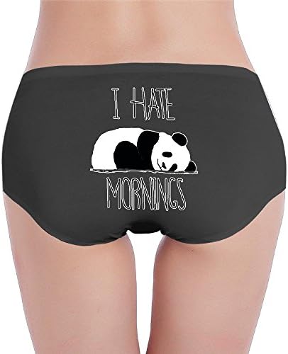 Panda Cartoon I HATE MORNINGS Women Sheer Panties Underwear Soft Cotton