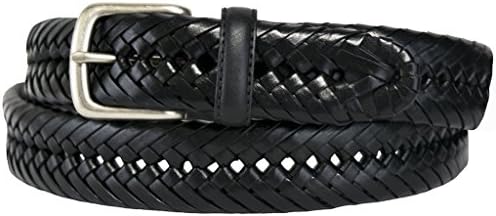 Giorgio Giovani Men's Big and Tall Leather Braided Belt (48 Waist, Black)