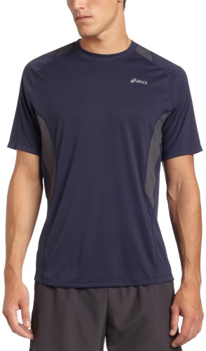 ASICS Men's Favorite Short Sleeve Running Shirt,PEACOAT/IRON,M