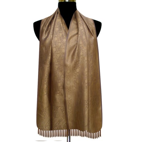 Beautiful Gift For Her, Handmade Self Design Semi Silk Rectangular Scarf From India (Free Shipping) scrf0026r