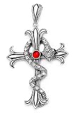 925 Sterling Silver Crucified Serpent Pendant with CZ Stones