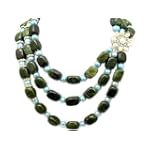 17-22 Inch Long Genuine Green Jade and Pearl Necklace