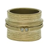 Kenneth Cole Stone Detail and Gold-Tone Hammered Ring, Size 7.5