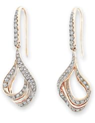 (X1000Diamond) 18K/750 Rose Gold Pear Shape Dangling Diamond Earring (0.64 cttw, G-H Color, VS2-SI1 Clarity)
