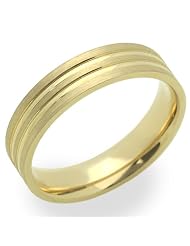 14k Yellow Gold Wedding Rings for Women 5mm Lined Ring , Size 6 by 