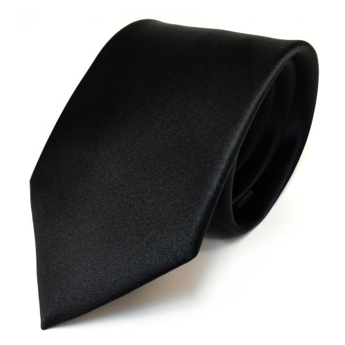Designer Satin Krawatte schwarz uni Polyester