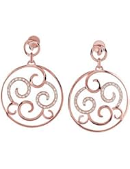 14KT Rose Gold 1/3 ct tw Rose and Diamond Earrings with Scroll Design. 1/3 CTW