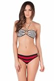 Michael Kors Collection Deck Stripe Two Piece Bikini Set - Midnight/Crimson - 4