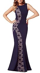 Lace Colorblocking Stretchy Polyester/Spandex Mermaid Floor Length Evening Dress/Maxi Dress 