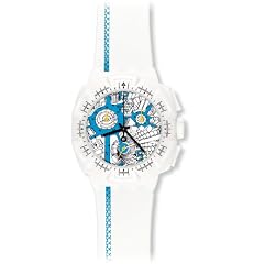 Swatch Damen-Armbanduhr Chrono Plastik 2 Street Map Azure SUIW412