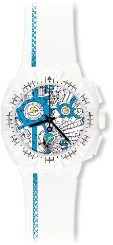 Swatch Damen-Armbanduhr Chrono Plastik 2 Street Map Azure SUIW412