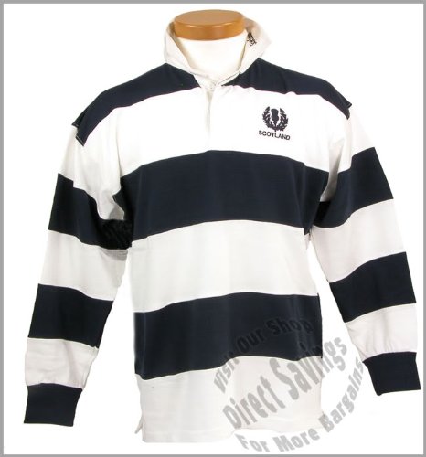 SCOTLAND STRIPED LONG SLEEVED RUGBY SHIRT - MEDIUM SCOTLAND STRIPED LONG SLEEVED RUGBY SHIRT - MEDIUM