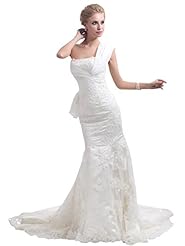 Applique Lace Floor Length One Shoulder Mermaid Natural   Waistline  Dress