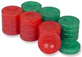 Mother of Pearl Design Backgammon Chips in Red & Green - 1.5