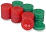 Mother of Pearl Design Backgammon Chips in Red & Green - 1.75"