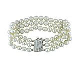 14K Fresh Water Cultured Pearl Three-Row Bracelet