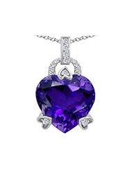 Original Star K (tm) Large Lock Love Heart Pendant with 13mm Heart Shape Simulated Amethyst in 925 Sterling Silver