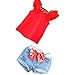 Urparcel Girls T-shirt Bow-knot Shorts Pants Ruffled Sleeves Outfits Sets 1-6y