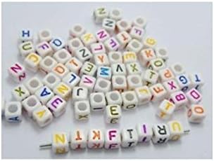 100-1000pcs WHITE bead mixed Alphabet /Letter Acrylic Cube Beads 6x6mm Color:WHITE bead mixed Letter Number:500pcs Hole Size:4mm Size:6x6cm