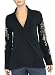Lucky Brand Jeans Women's Floral Ivy Pattern Sleeves Wrap Black 7WD7338-LBK-S